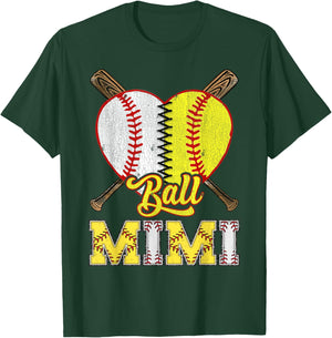 Mimi Of Both Ball Mimi Half Baseball Softball T-Shirt - T-Shirt | Forest
