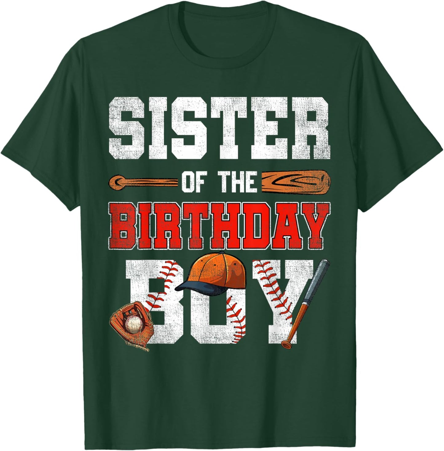 Sister Of The Birthday Boy Baseball Bday Family T-Shirt - T-Shirt | Forest