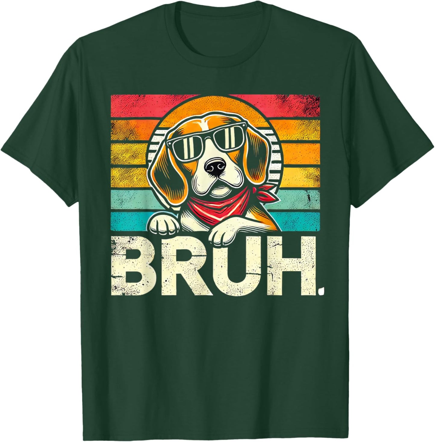 Bruh Retro Vintage 80s Dog Sunglasses BRUH Funny Bruh Beagle T-Shirt - T-Shirt | Forest