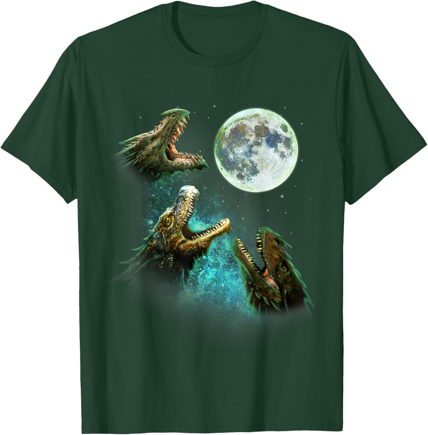 Three Dragons Howl At Moon 3 Wolfs Wolves - Funny Parody T-Shirt - T-Shirt | Forest