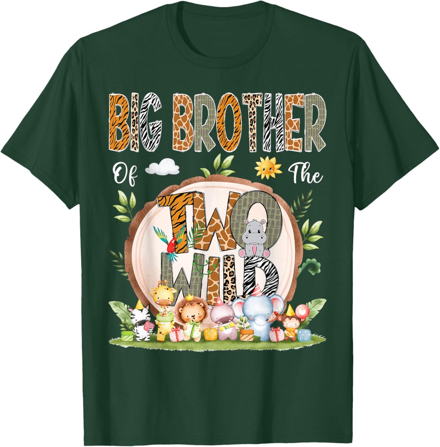 Big Brother Of The Two Wild Animal Safari 2Nd Birthday Party T-Shirt - T-Shirt | Forest