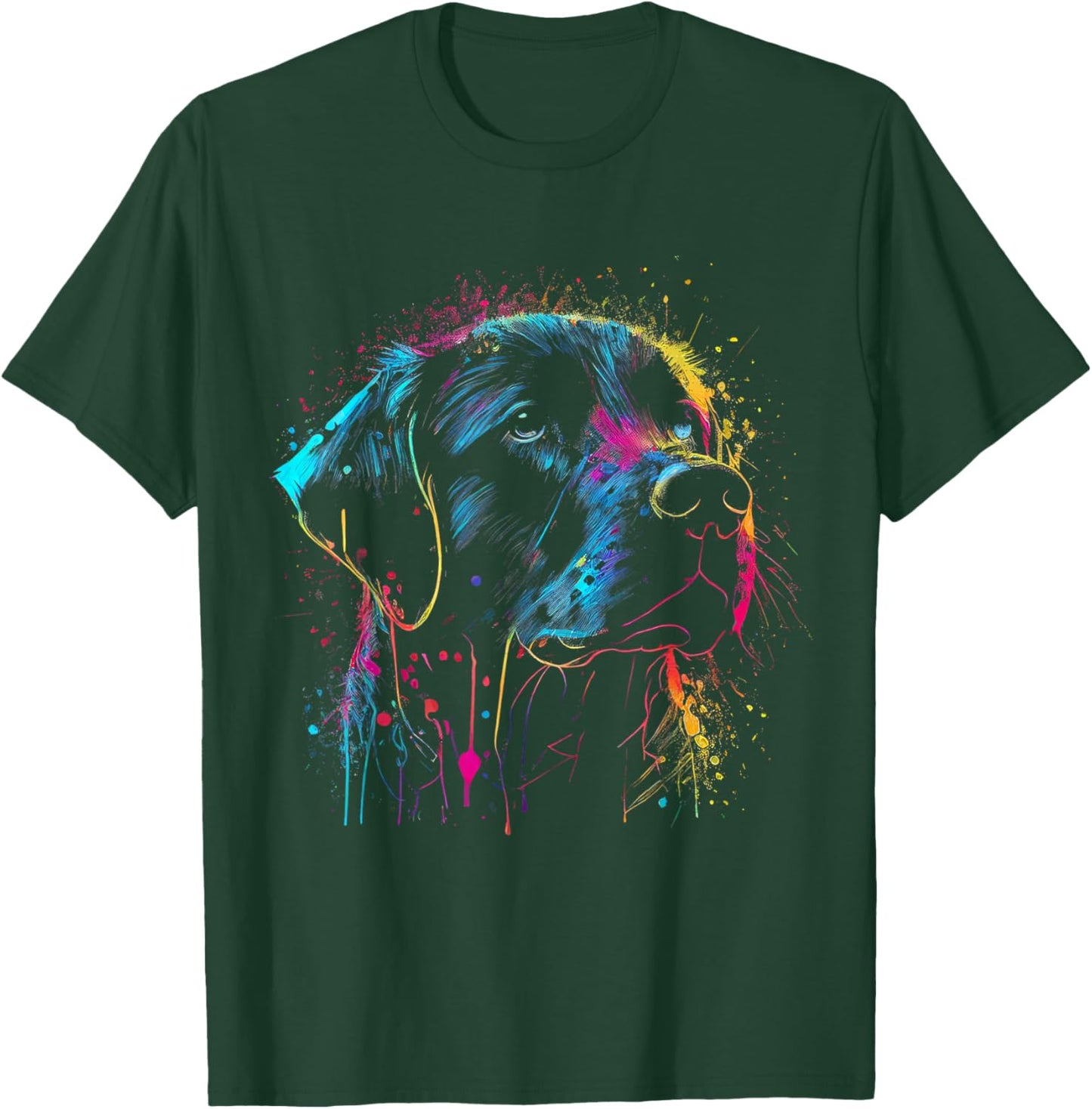 Schwarzer Labrador Hund Malerei Aquarell Farbe Bunte Mama T-Shirt - T-Shirt | Forest