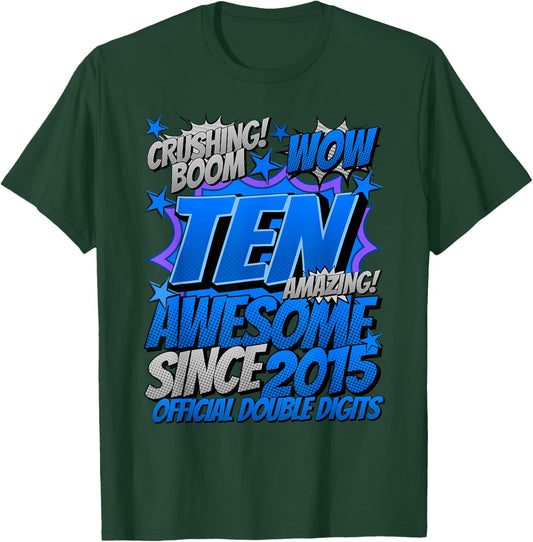 Official Double Digits 10 Year Old Gifts 10th Birthday Boy T-Shirt - T-Shirt | Forest