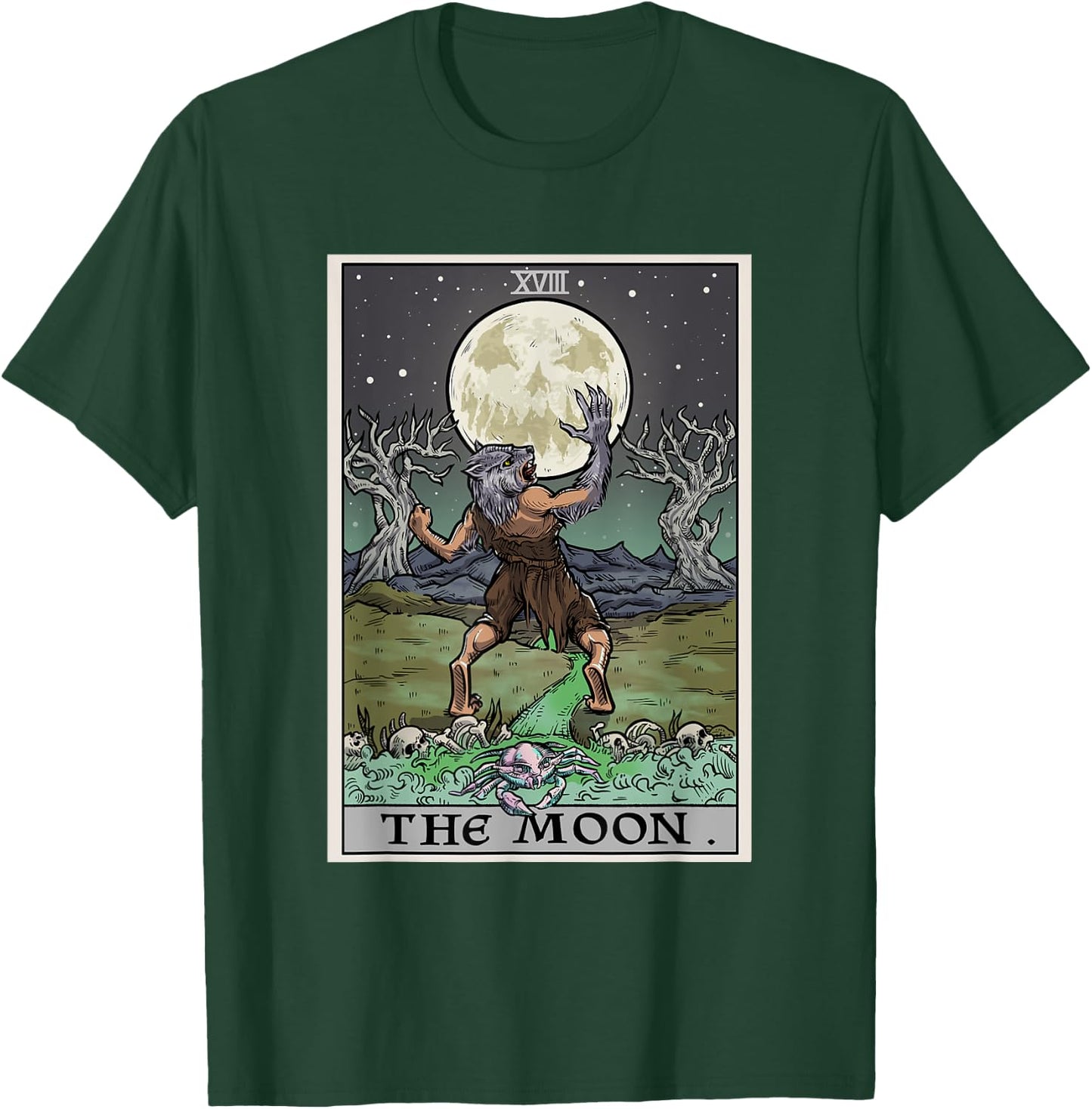 The Moon Tarot Card Halloween Werewolf Gothic Witch Horror T-Shirt - T-Shirt | Forest