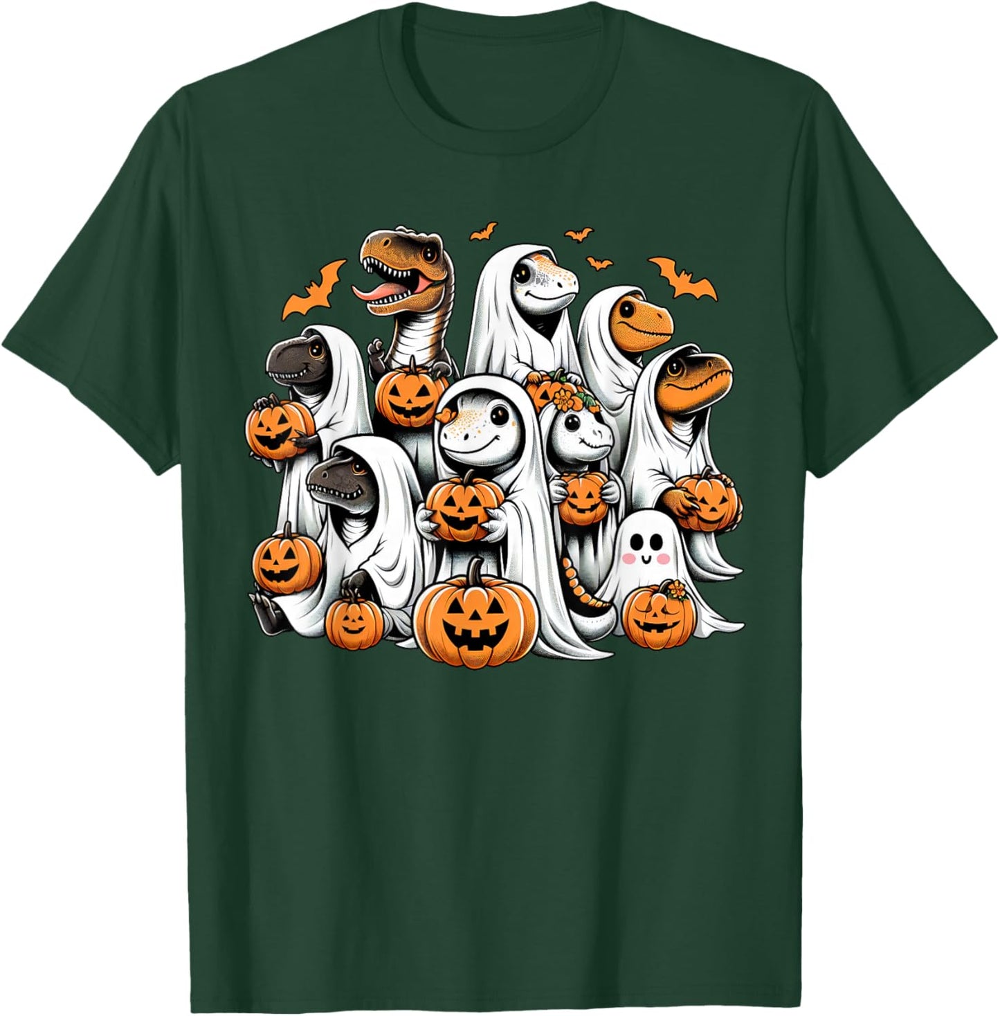 Cute Ghost Dinosaur T Rex Dressed As Ghost Funny Halloween T-Shirt - T-Shirt | Forest