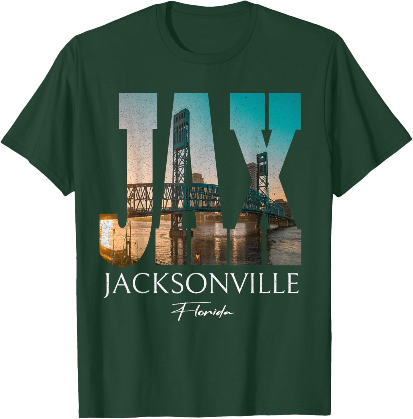 Sunset Jax Bridge Jacksonville Florida FL Souvenir T-Shirt - T-Shirt | Forest