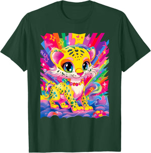 Dinosaurus Rekx Baby Jaguar Kitten Colorful Rainbow Vibrant Graphic , Small, Black T-Shirt - T-Shirt | Forest