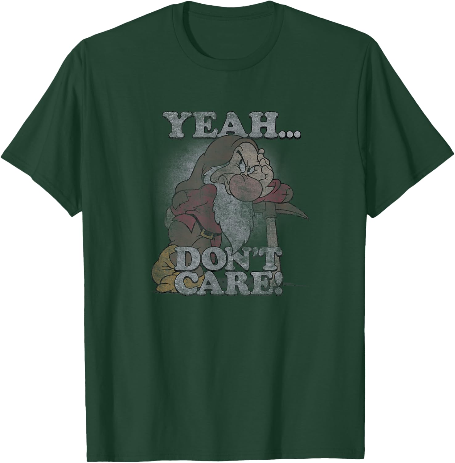 Disney Snow White Grumpy Leaning On Axe Yeah Don't Care T-Shirt - T-Shirt | Forest