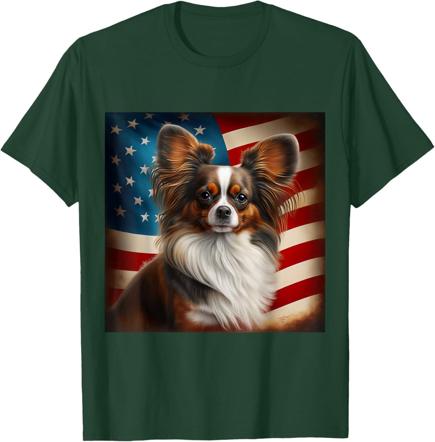 Papillon 4th of July - Papillon USA Women Kids Men T-Shirt - T-Shirt | Forest