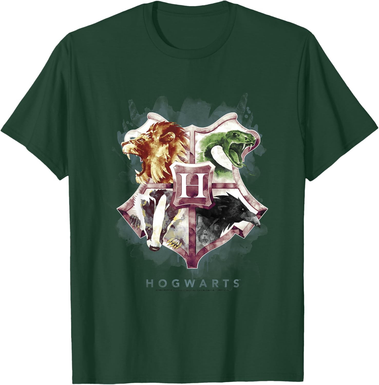 Kids Harry Potter Hogwarts Crest Watercolor T-Shirt - T-Shirt | Forest