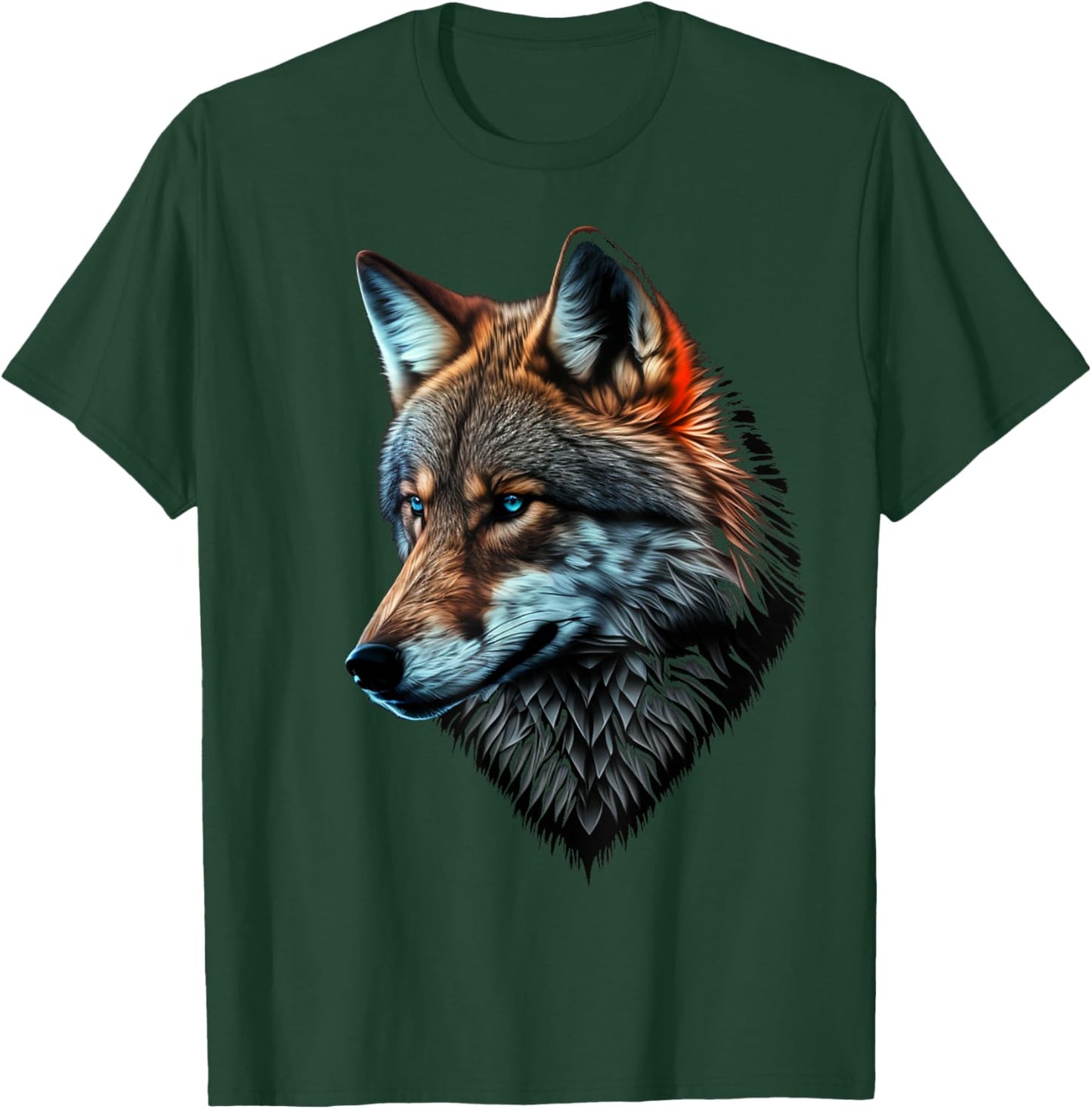 Wolf Portrait Blue Eyes Animal Print Art Wolf T-Shirt - T-Shirt | Forest