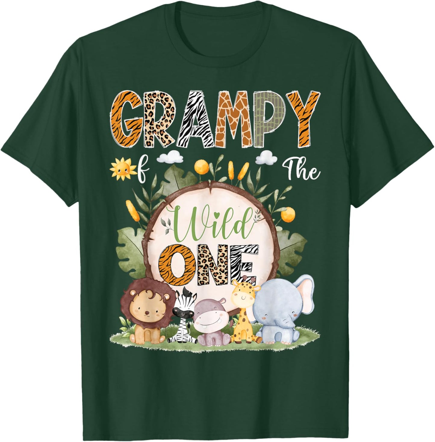 Grampy Of The Wild One 1St Birthday Kids Safari Woodland T-Shirt - T-Shirt | Forest
