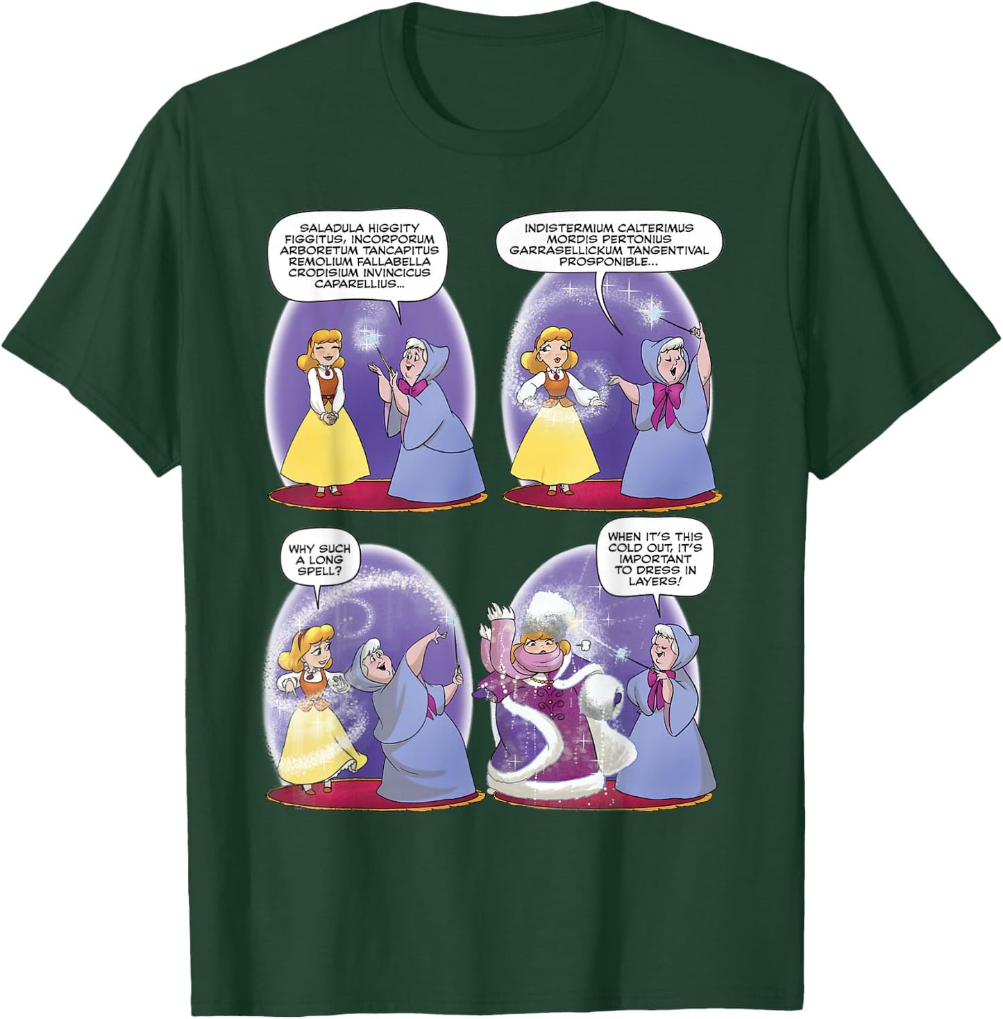 Disney Cinderella Fairy Godmother Dress In Layers Comic T-Shirt - T-Shirt | Forest