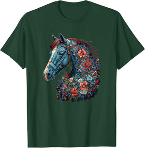 Horse Women kids Girls Riding Horse Lover T-Shirt - T-Shirt | Forest