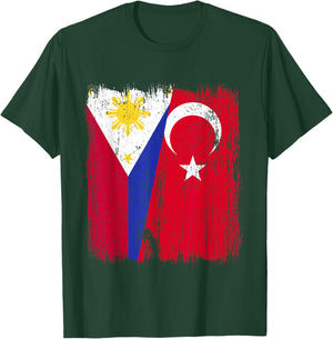 Philippines Turkey Half Flag Turkiye Filipino Turkish Jersey T-Shirt - T-Shirt | Forest