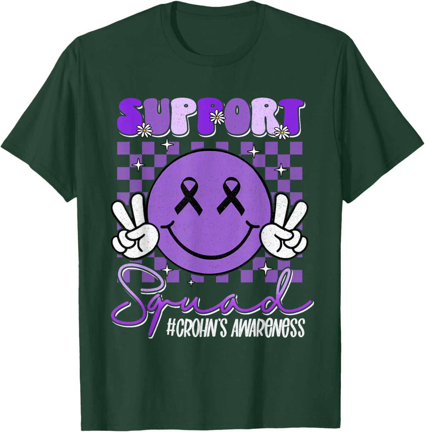 Crohns Disease Smile Face Support Purple Crohn's Awareness T-Shirt - T-Shirt | Forest