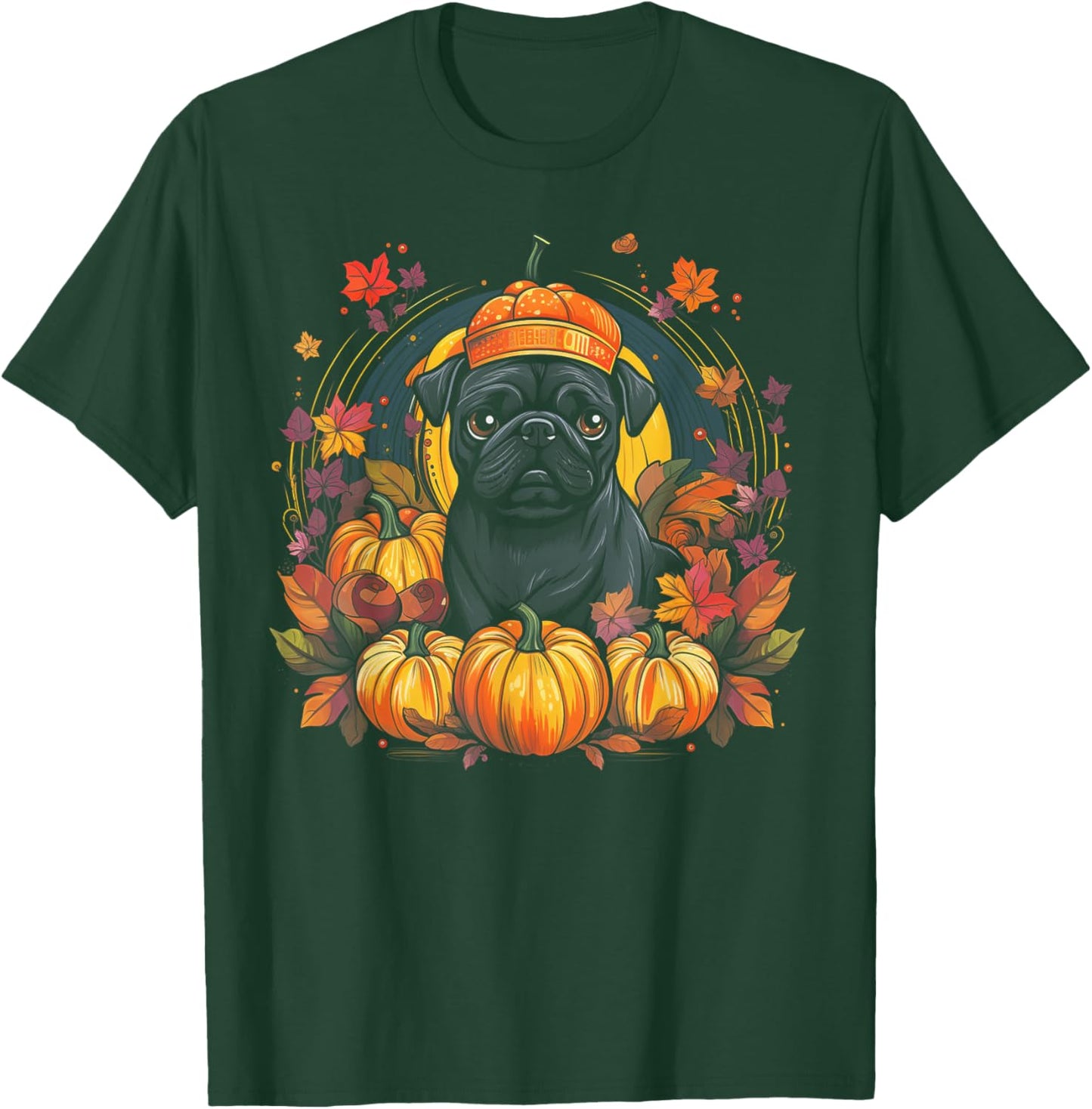 Pug Dog - Pumpkin Thanksgiving Fall Halloween Men Women Kids T-Shirt - T-Shirt | Forest