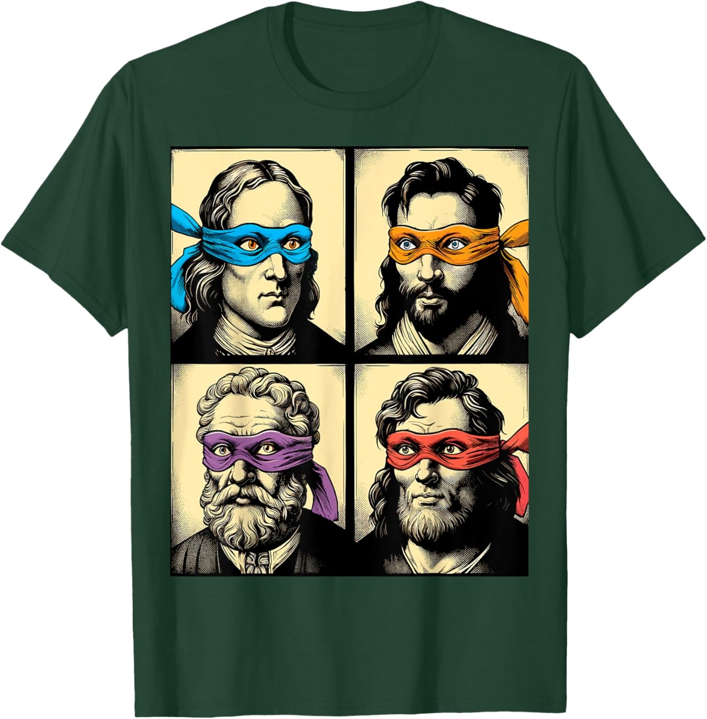 Humor Xmas - Lustige Italienische Künstler , Erwachsene, Kunstliebhaber, Kurzarm, S, Colorful, Polyester 100% T-Shirt - T-Shirt | Forest
