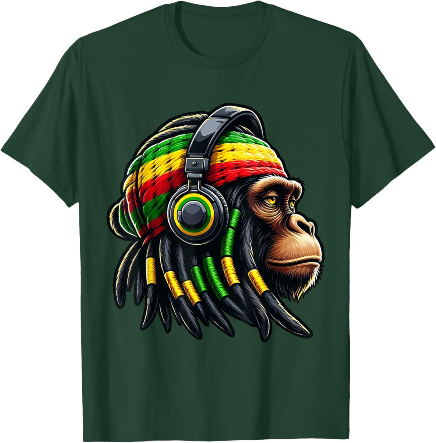 Jamaica Roots Reggae Chimpanzee Rastafari Monkey T-Shirt - T-Shirt | Forest