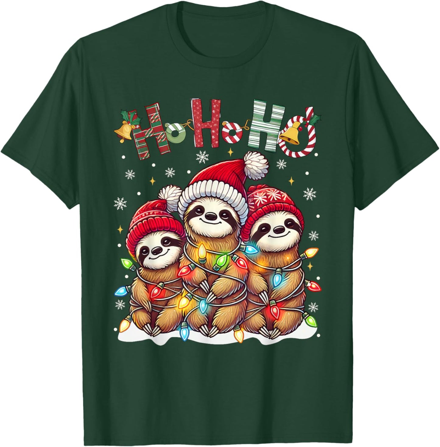Christmas Pajamas Sloth Funny Sloths Christmas Outfit Sloth T-Shirt - T-Shirt | Forest