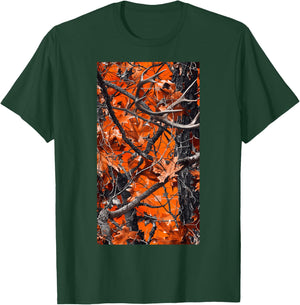 Orange Camo Autumn Fall leaves Oak Nature Forest T-Shirt - T-Shirt | Forest