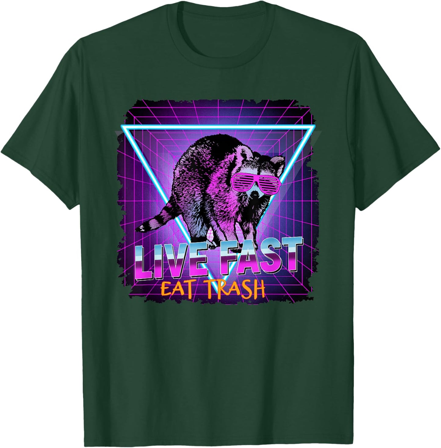 Waschbr Waschbren Lustig Geschenk & Present Co. Raccoon Retro Live Fast Eat Trash Funny Gift -Adults Black Small Classic Fit Short Sleeve T-Shirt - T-Shirt | Forest