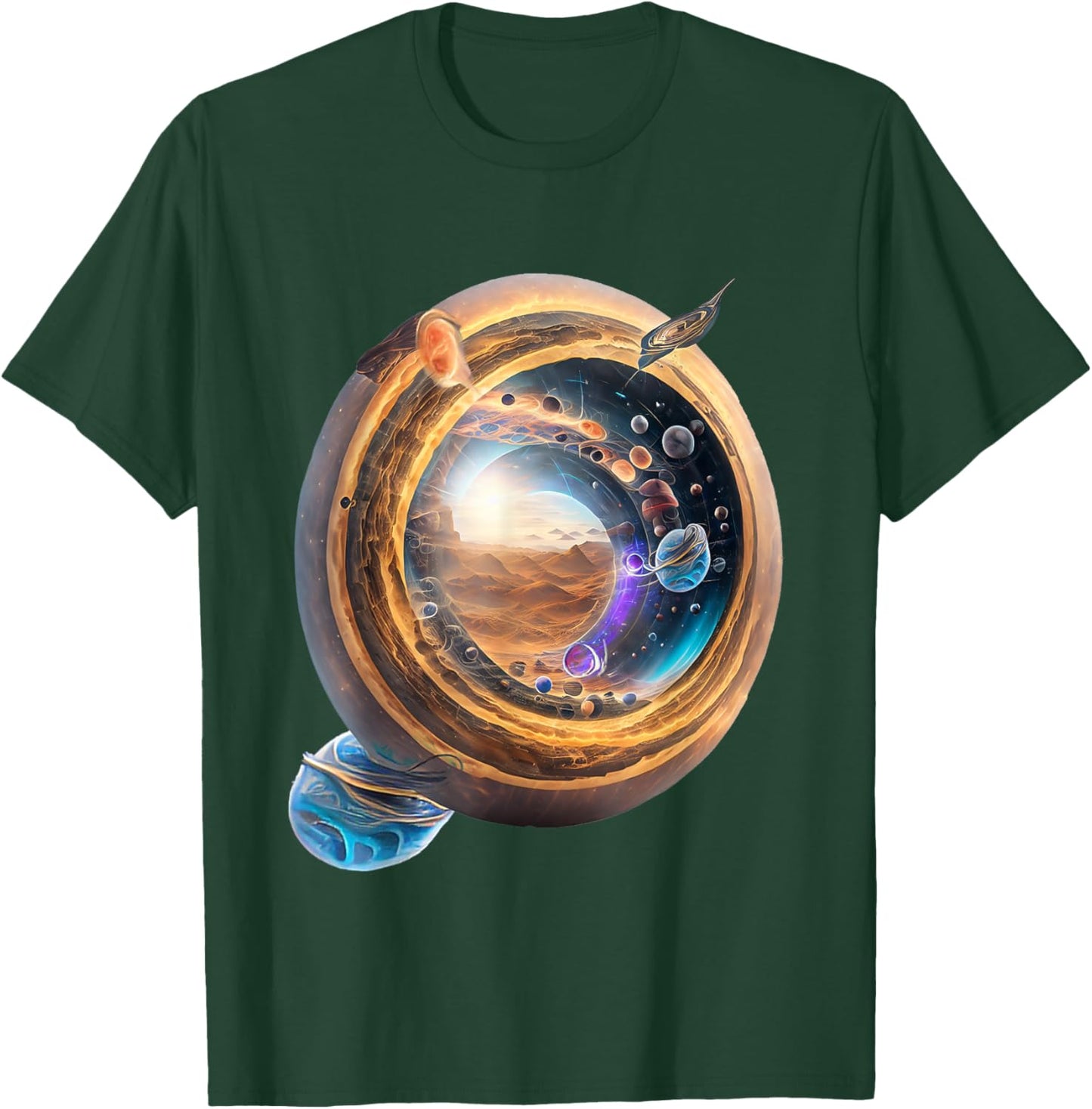 UnusedPerspective design Wormhole Planets on Einstein-Rosen Bridge and White Hole T-Shirt - T-Shirt | Forest