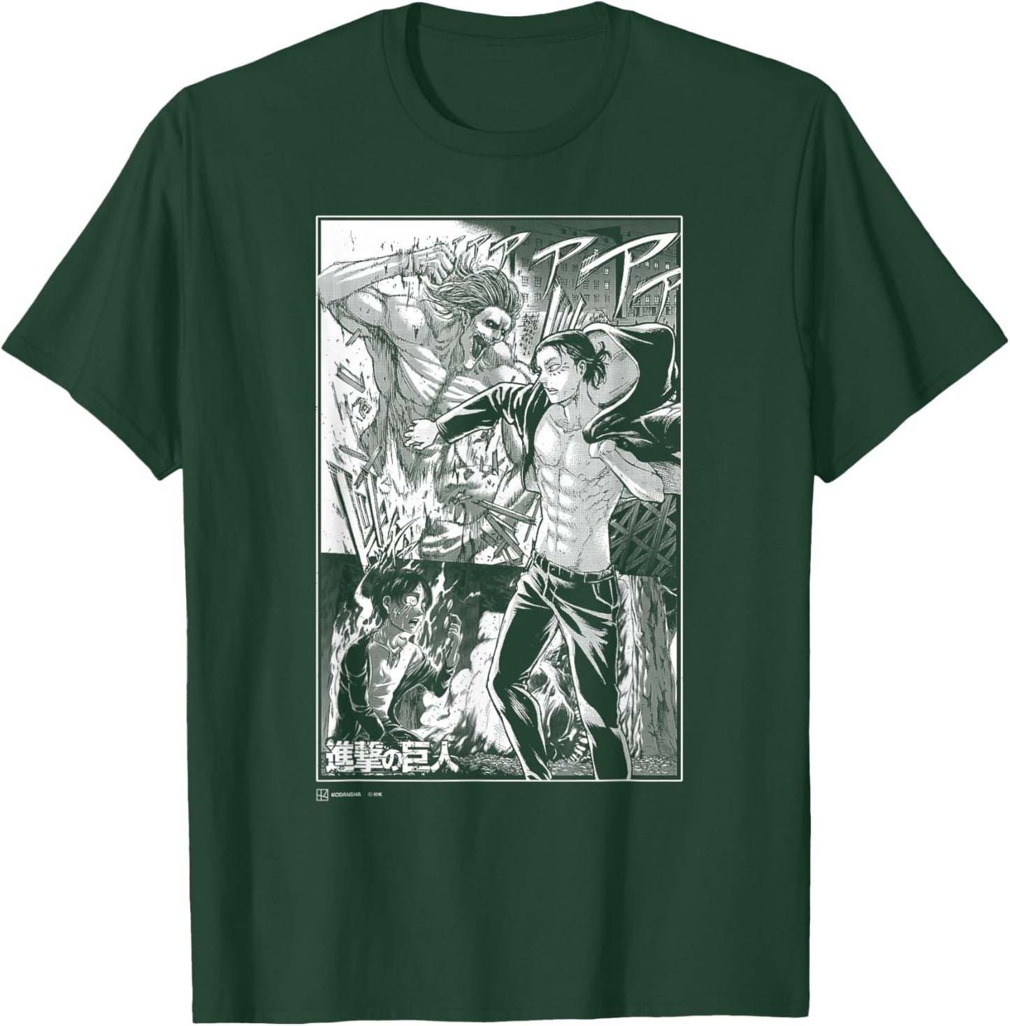Attack on Titan Eren Yeager Titan Transformation Manga Style T-Shirt - T-Shirt | Forest