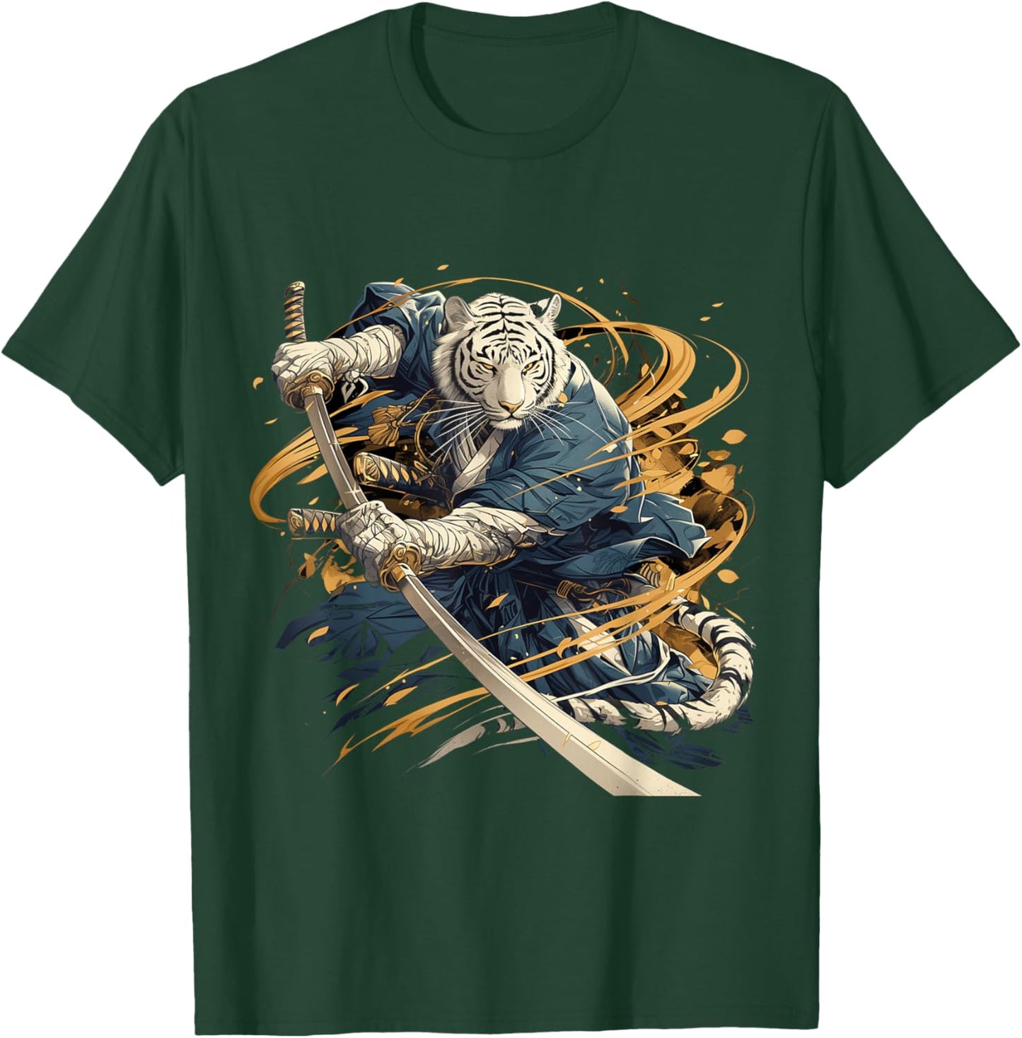 Japanese Art Tiger Ninja Ukiyo-e Anime Style Samurai Tiger T-Shirt - T-Shirt | Forest