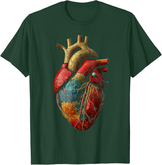 Heart Anatomical Graphic Artwork Heart T-Shirt - T-Shirt | Forest