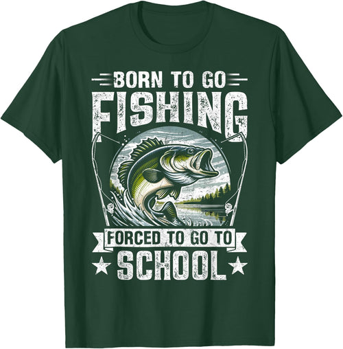 Teen Boys Fishing Shirt Forced to Go to School Bass Fish