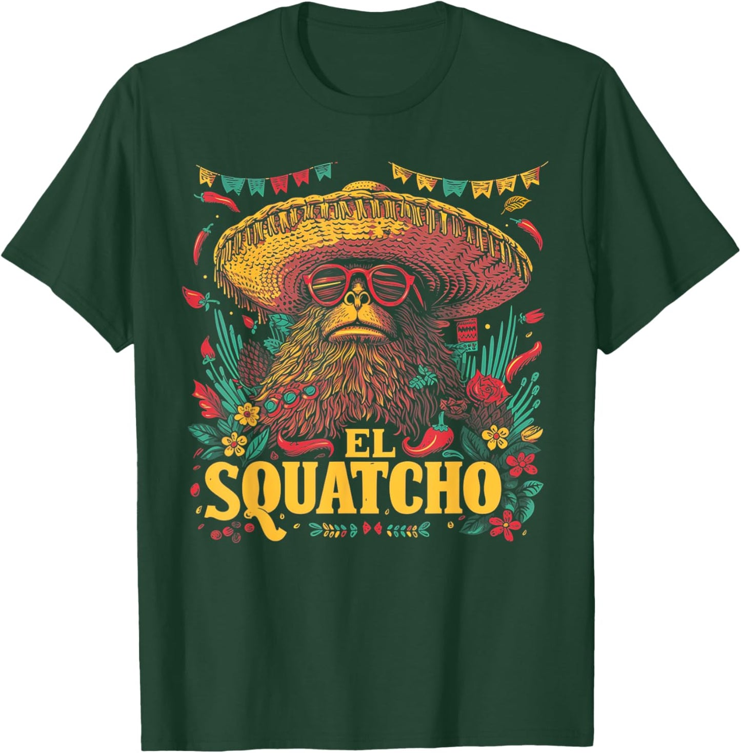 Bigfoot Sasquatch - Cinco De Mayo Mexican Sombrero Fiesta T-Shirt - T-Shirt | Forest