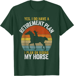 Retirement Plan Riding My Horse Retired Grandma Retro T-Shirt - T-Shirt | Forest