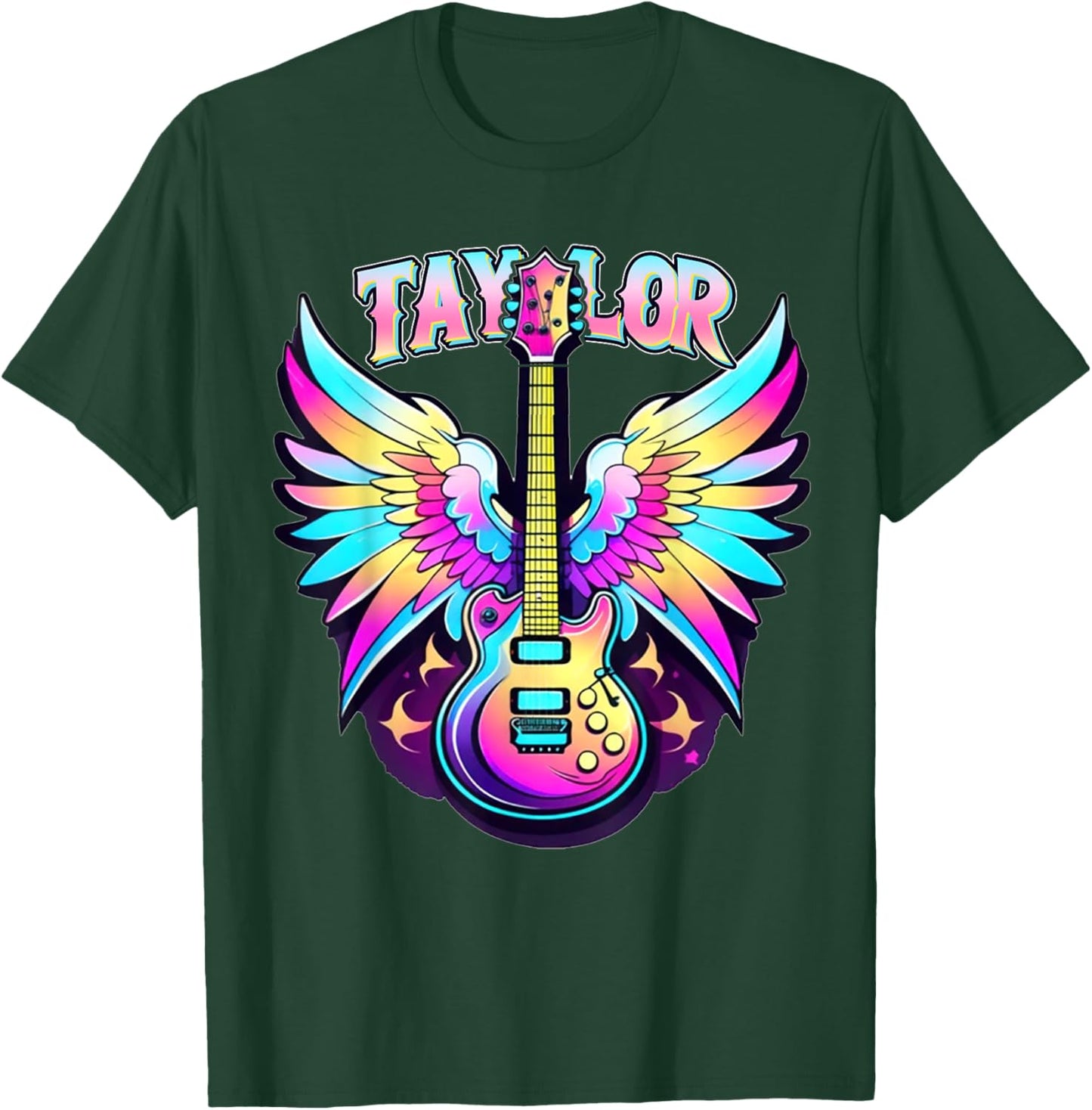 Girl Retro Taylor First Name Personalized Groovy 80's Pink T-Shirt - T-Shirt | Forest