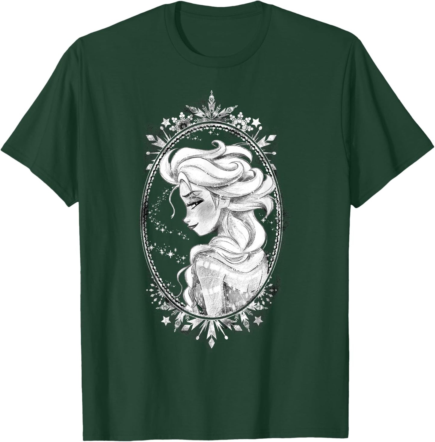 Disney Frozen Elsa Sketch Portrait Snowflakes T-Shirt - T-Shirt | Forest