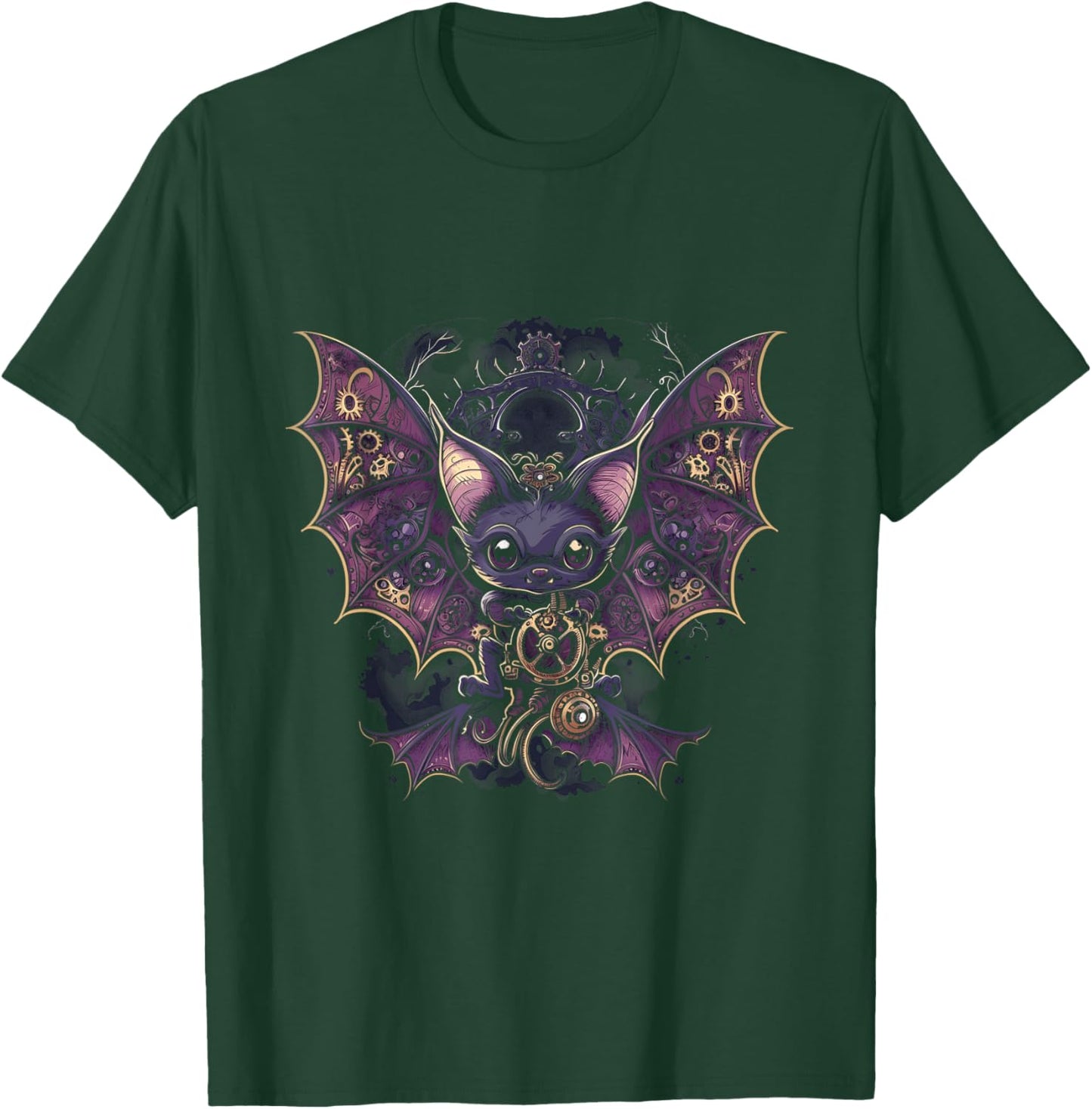 Steampunk Vampire Bat with fangs, wings and gears Gothic art T-Shirt - T-Shirt | Forest