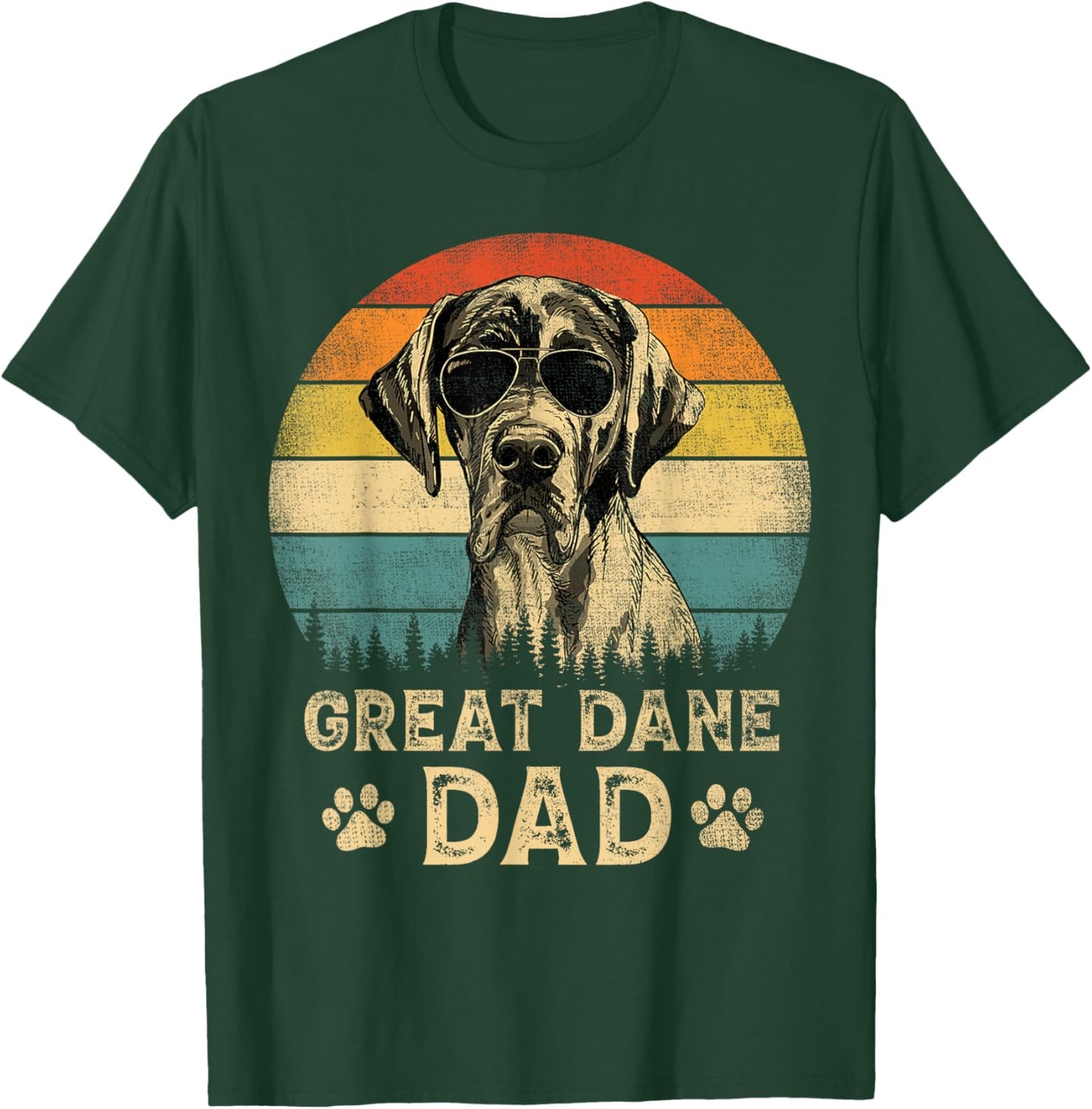 Vintage Great Dane Dad Dog Lovers Father's Day T-Shirt - T-Shirt | Forest