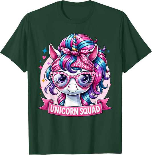 Unicorn Squad - Graceful Unicorn with leopard Bandana T-Shirt - T-Shirt | Forest