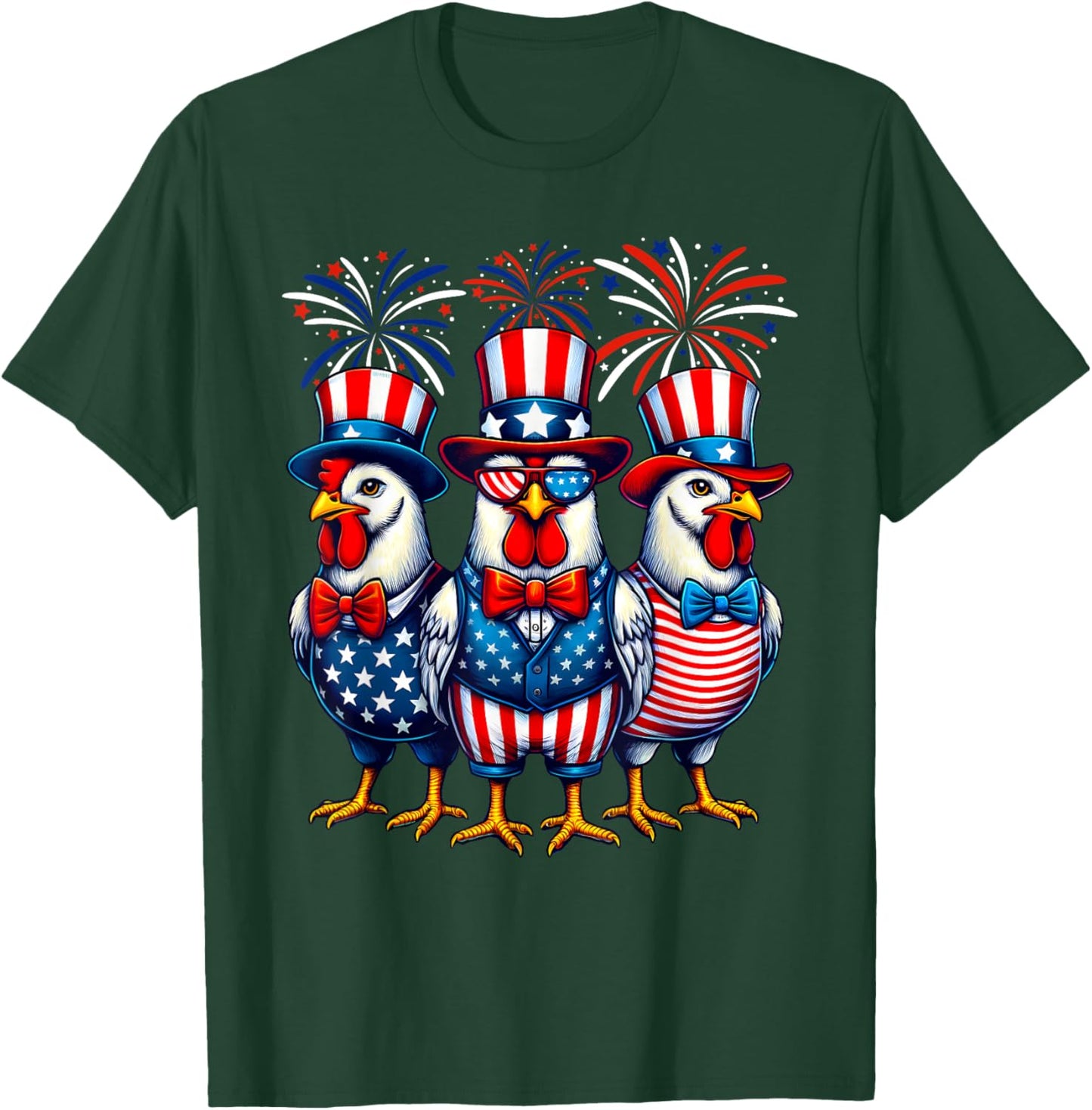Patriotic Chicken USA Flag Chicken Lover 4th of July T-Shirt - T-Shirt | Forest