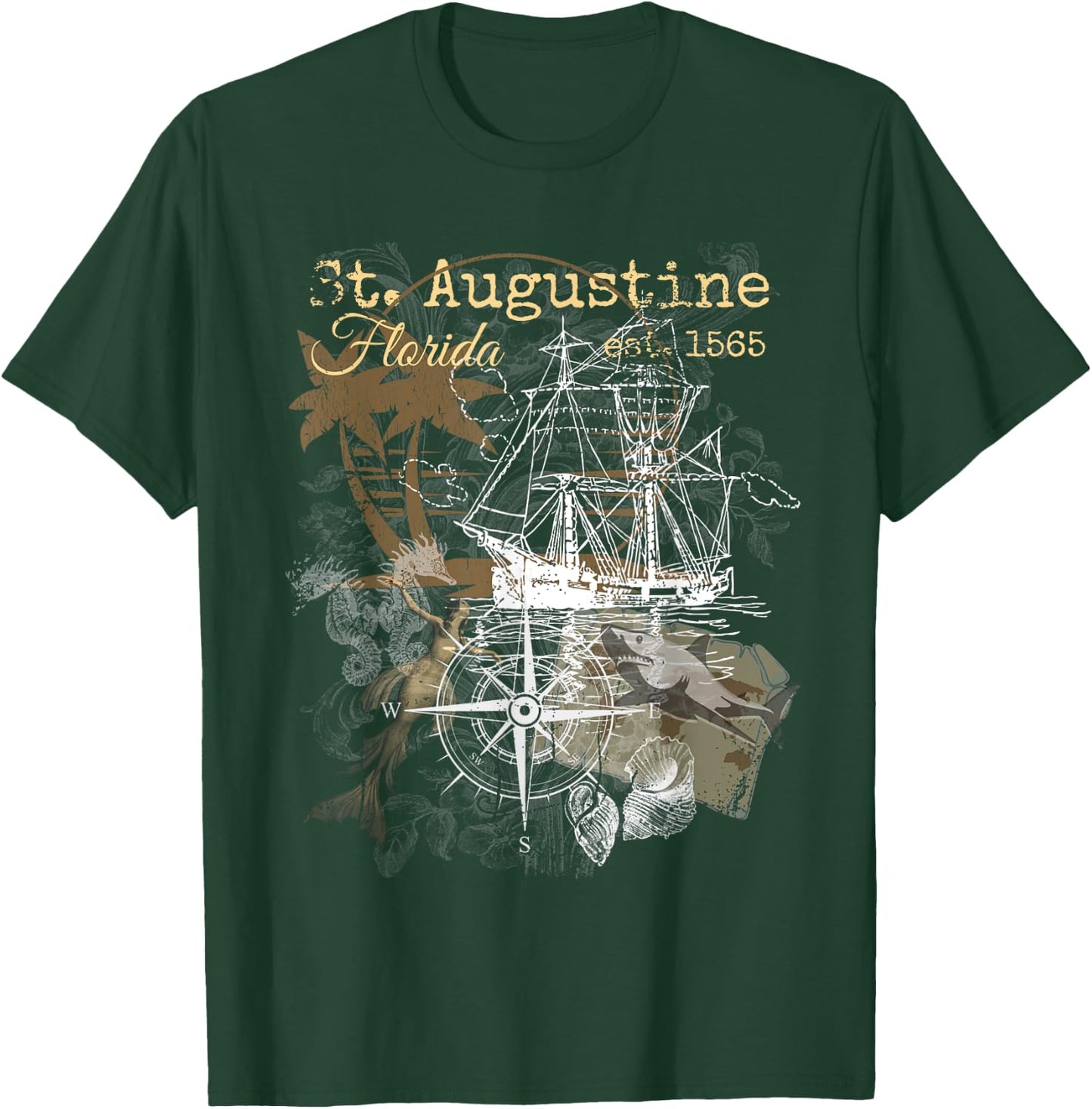 Vintage St Augustine Florida Shirt Old Historic 1565 T-Shirt - T-Shirt | Forest