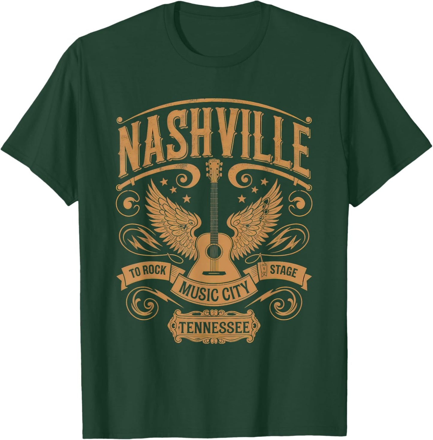 Nashville Music City Women Men Tennessee Rock Country T-Shirt - T-Shirt | Forest