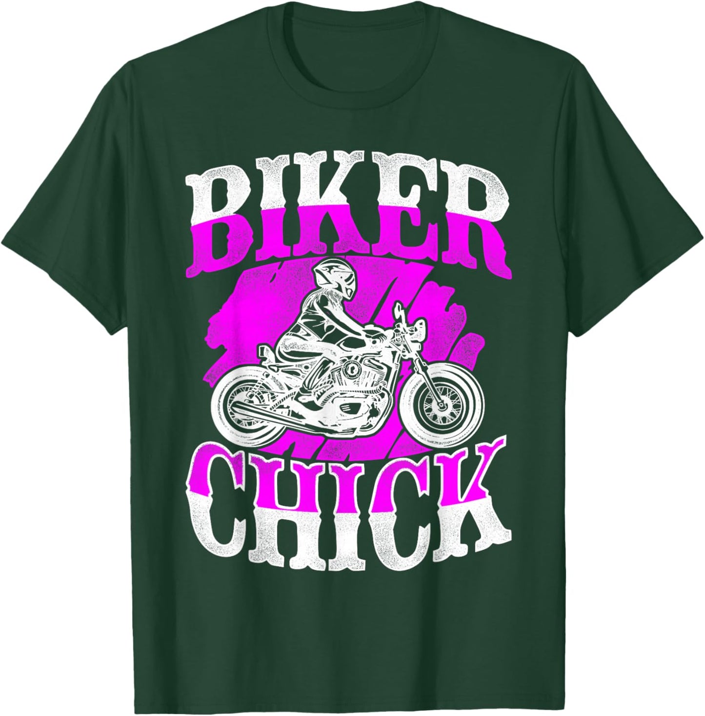 Classic Motorcycle Biker Girl Female Biker Chick T-Shirt - T-Shirt | Forest