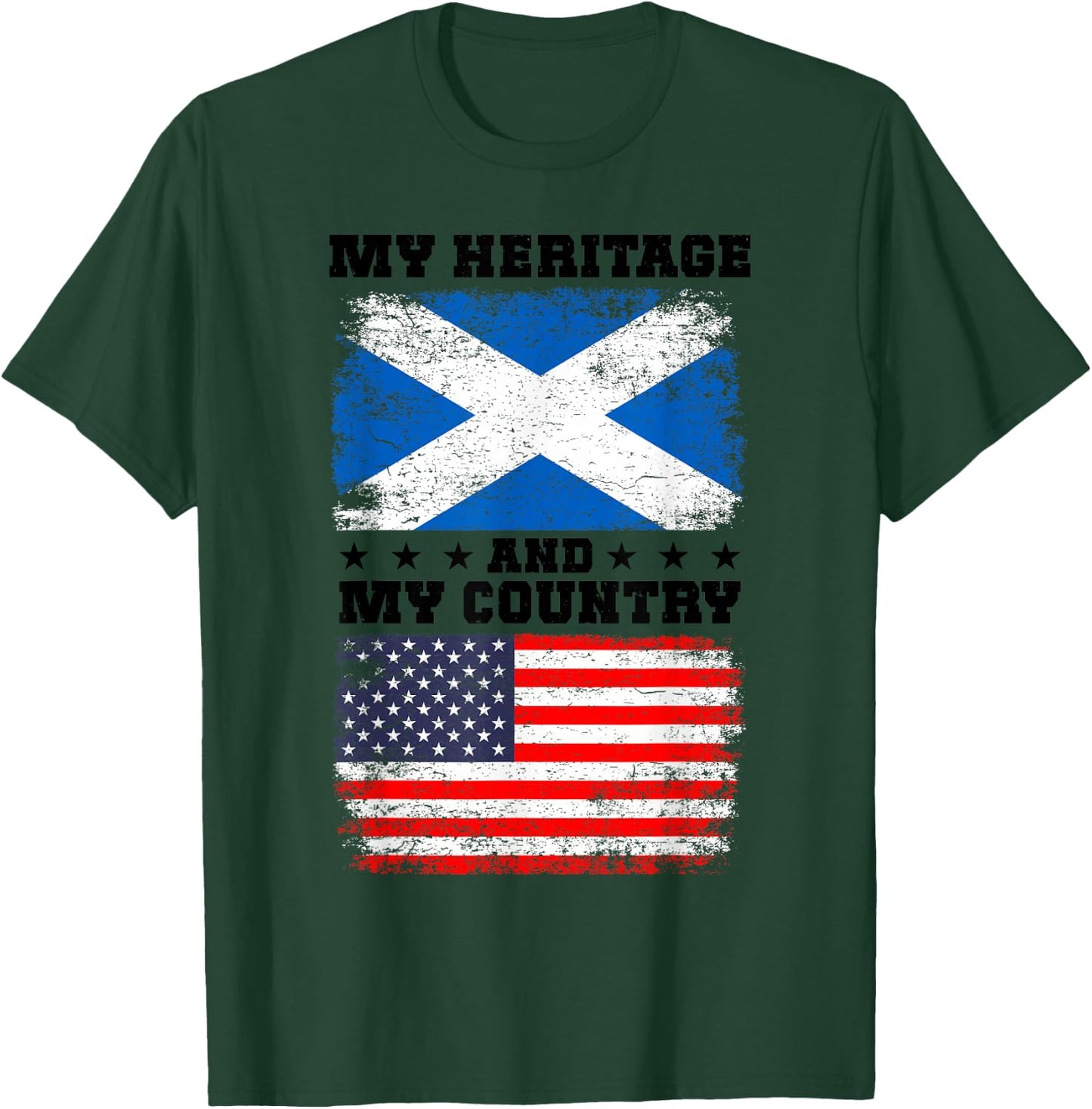 Scotish Heritage Uniform American Outfit US Scotland Flag T-Shirt - T-Shirt | Forest