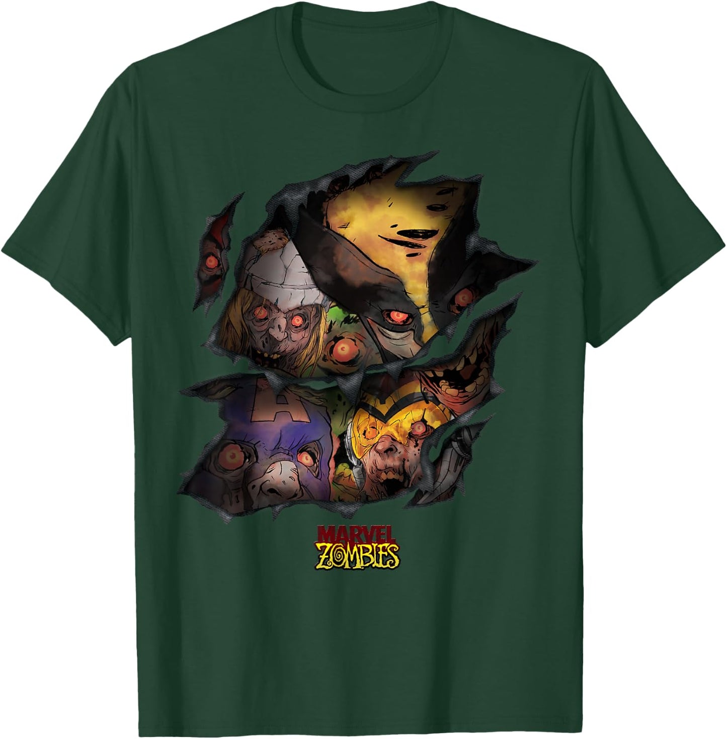 Marvel Zombies Group Shot Zombies Ripping Through T-Shirt - T-Shirt | Forest