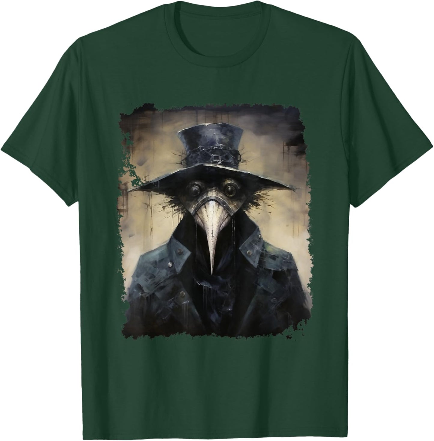 FrightNightFits Plague Doctor - Black, Small - Horror Halloween Graphic Design - -Adult, -Kids - Short Sleeve - Cotton Blend - - Halloween T-Shirt - T-Shirt | Forest