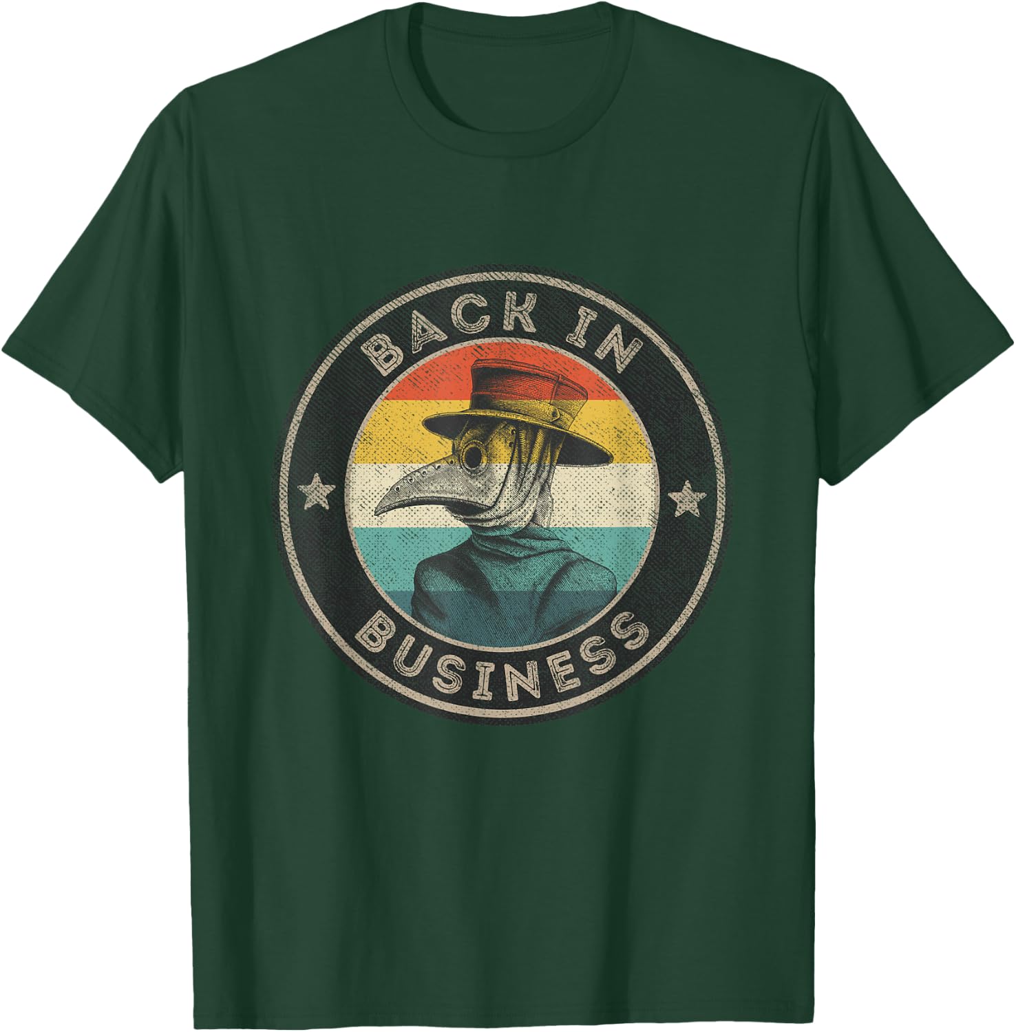 Wear A Mask Plague Doctor Vintage Retro Back In Business T-Shirt - T-Shirt | Forest