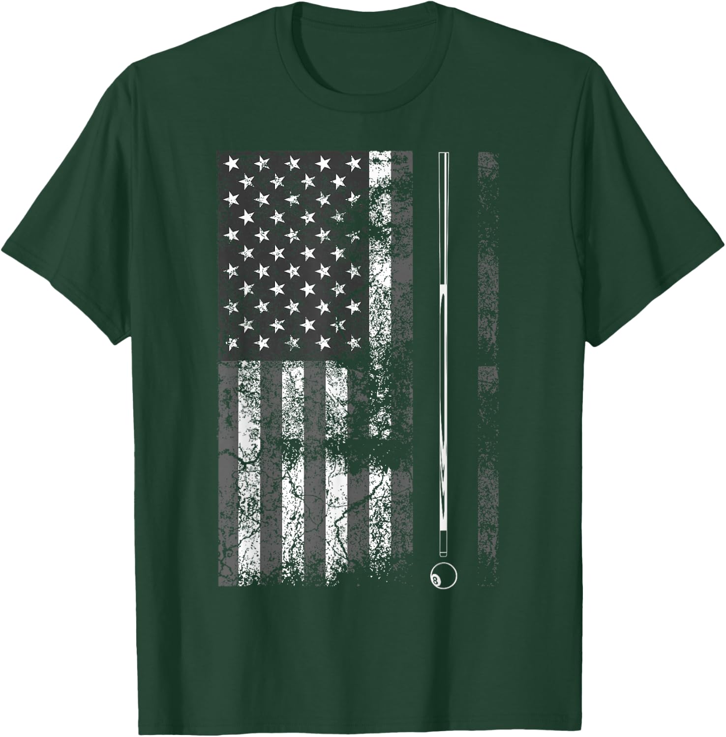 American Flag Billiard Stick Cute Table Game Funny USA Gift T-Shirt - T-Shirt | Forest