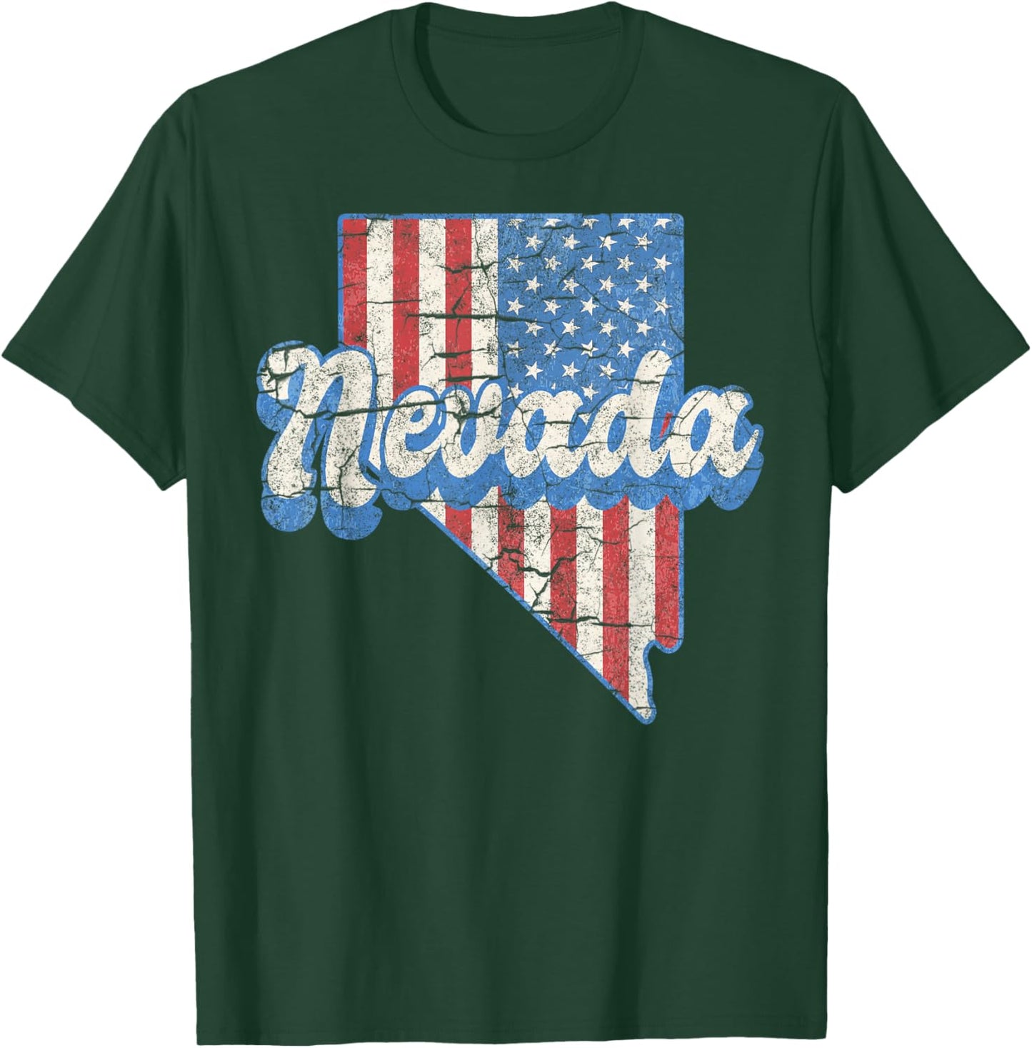 Silver Nevada State NV Vacation US Flag Camping Hiking T-Shirt - T-Shirt | Forest
