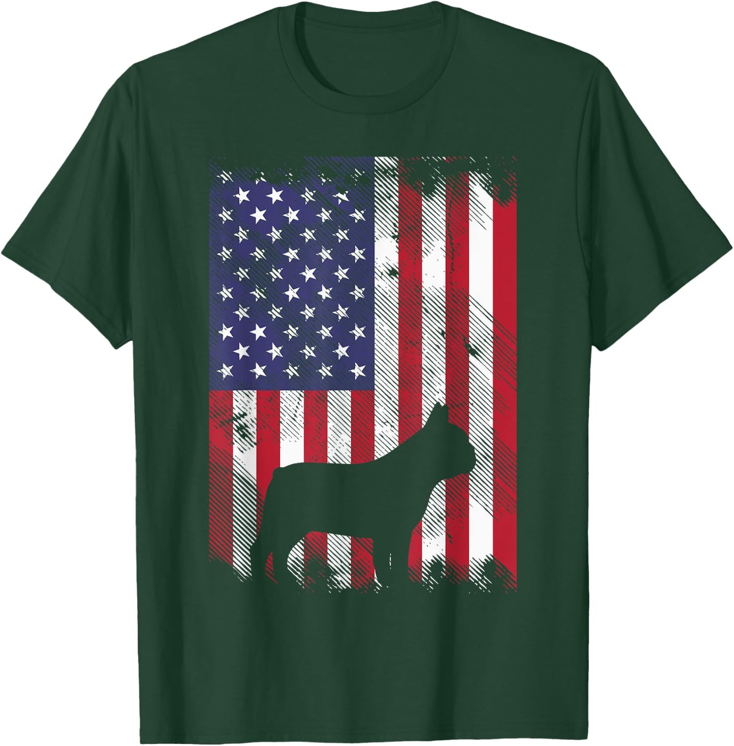 American Flag French Bulldog Frenchie Patriotic 4th Of July T-Shirt - T-Shirt | Forest