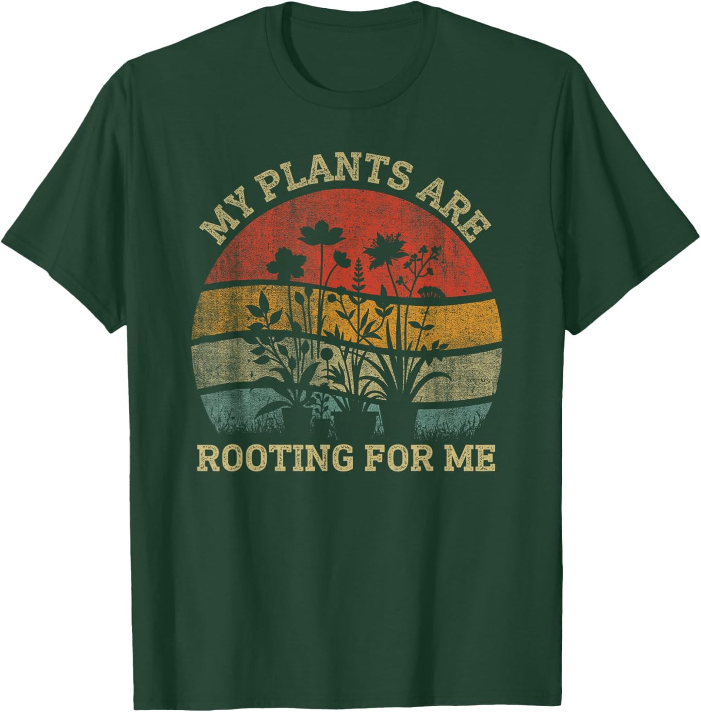Retro Vintage My Plants Are Rooting For Me Plant Lover Funny T-Shirt - T-Shirt | Forest